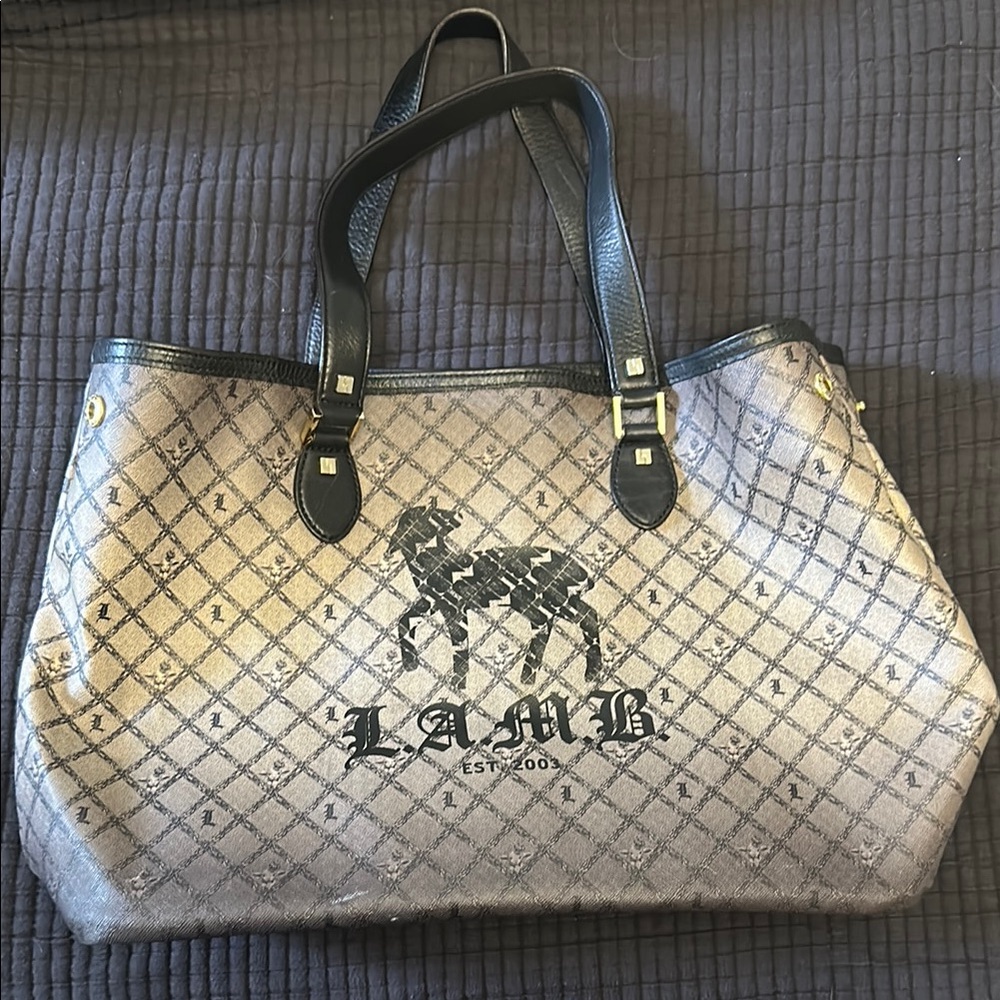 L.A.M.B. Women's Black and Grey Tote Bag